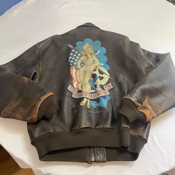 Avirex Other - AVIREX A-2 Flight Brown Distressed Leather Homeward Bound Jacket Size Medium